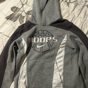 Nike Gray and Black Hoops Hoodie